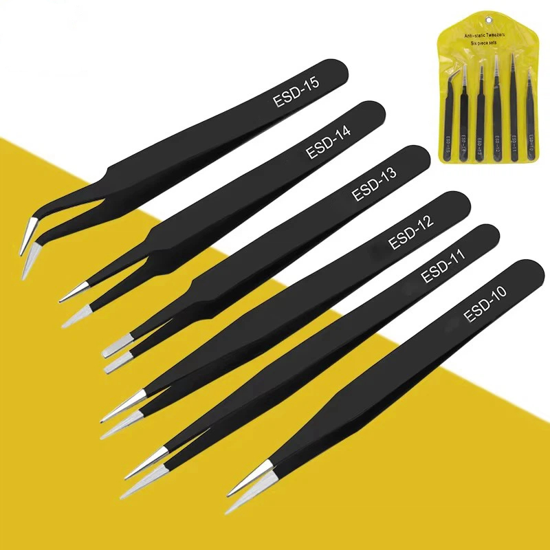 Model Kit Nippers - 6pcs anti-static stainless steel tweezers set