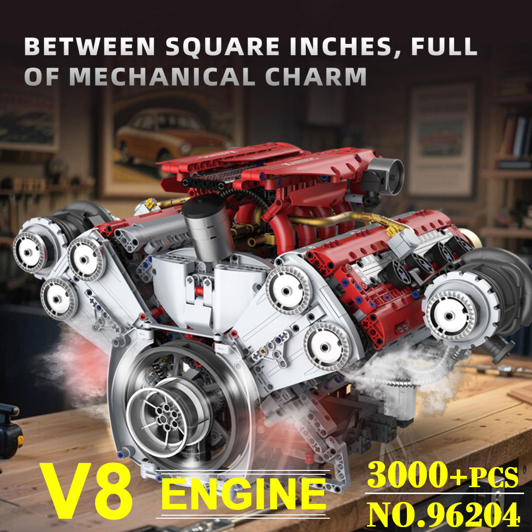 Motorized V8 Engine 3201Pcs Bu - Model Kit V8 Engine ulasan dan harga