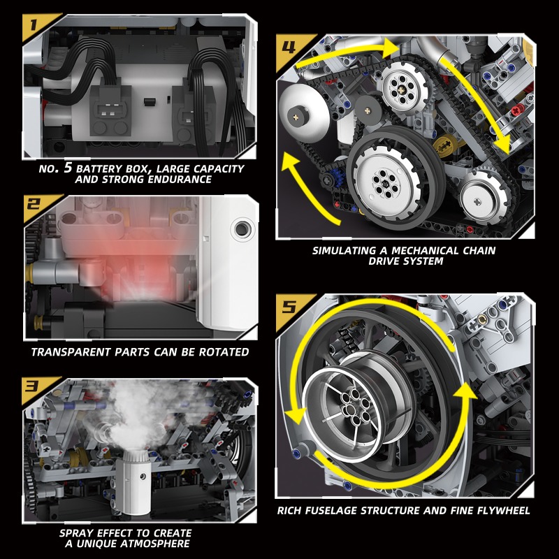 Motorized V8 Engine 3201Pcs Bu - Model Kit V8 Engine ulasan dan harga