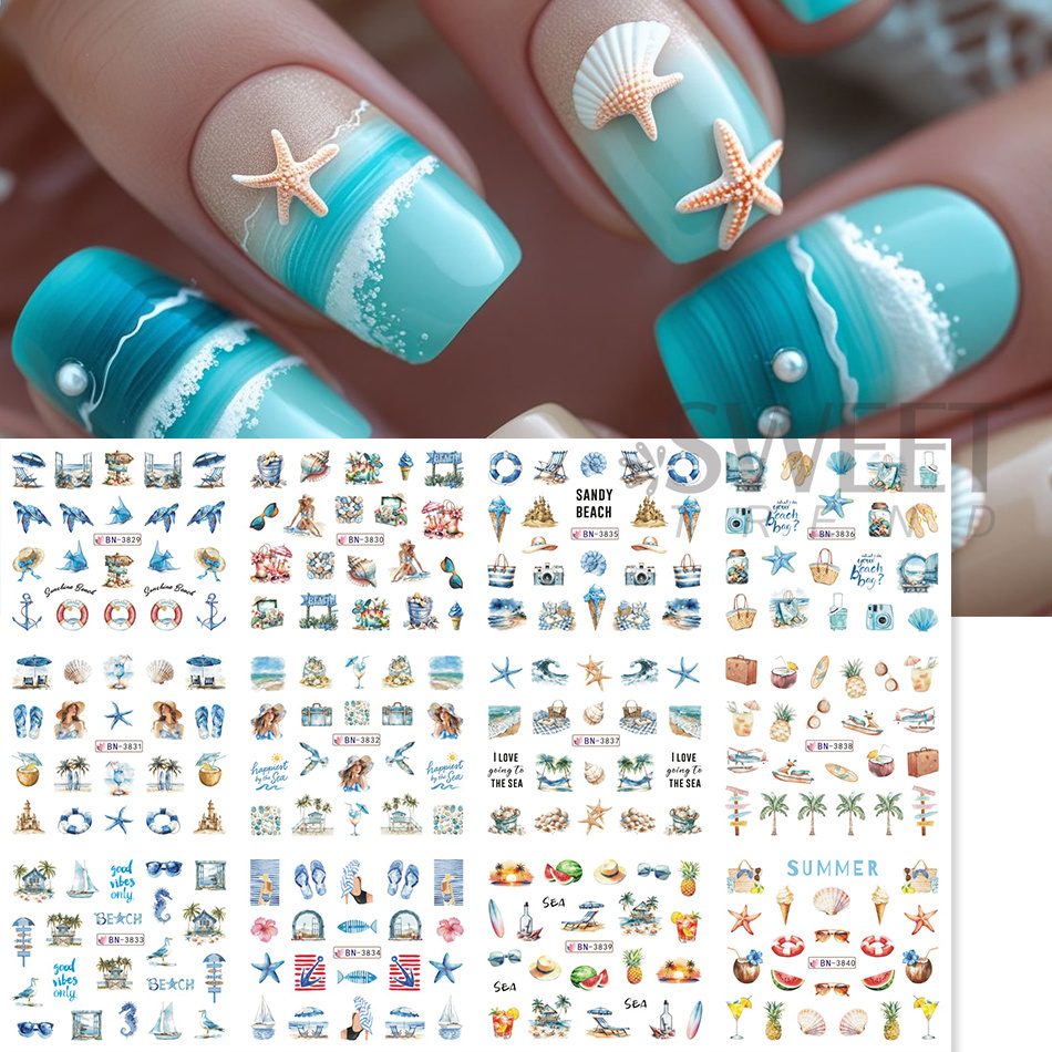 12 Designs Summer Ocean Theme  - Waterslide Decal Paper ulasan dan harga