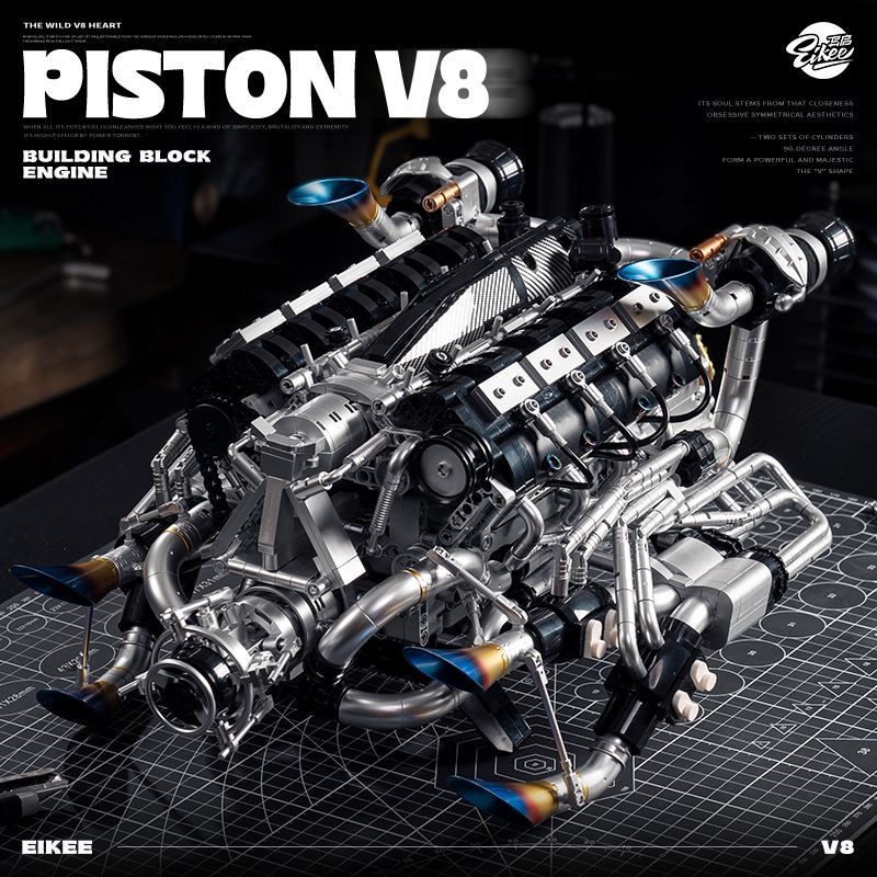 MOC Supercar V8 Engine Buildin - Model Kit V8 Engine ulasan dan harga