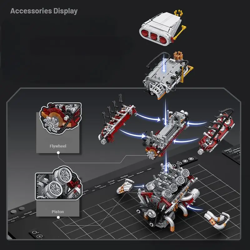 2347PCS High‑simulation Techni - Model Kit V8 Engine ulasan dan harga