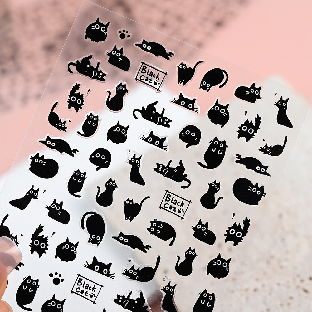 6/12Pcs Black Cat Stickers for - Waterslide Decal Paper ulasan dan harga