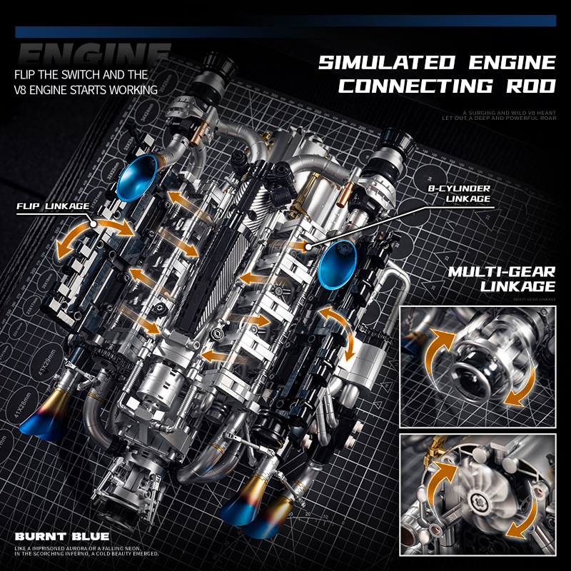 Technical Supercar V8 Engine B - Model Kit V8 Engine ulasan dan harga