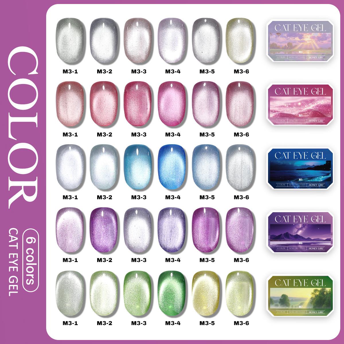 6 Grid Solid Cat Eye Gel Polis - Sanding Stick Set ulasan dan harga