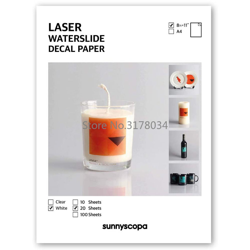 20 Sheets A4 White color Laser - Waterslide Decal Paper ulasan dan harga