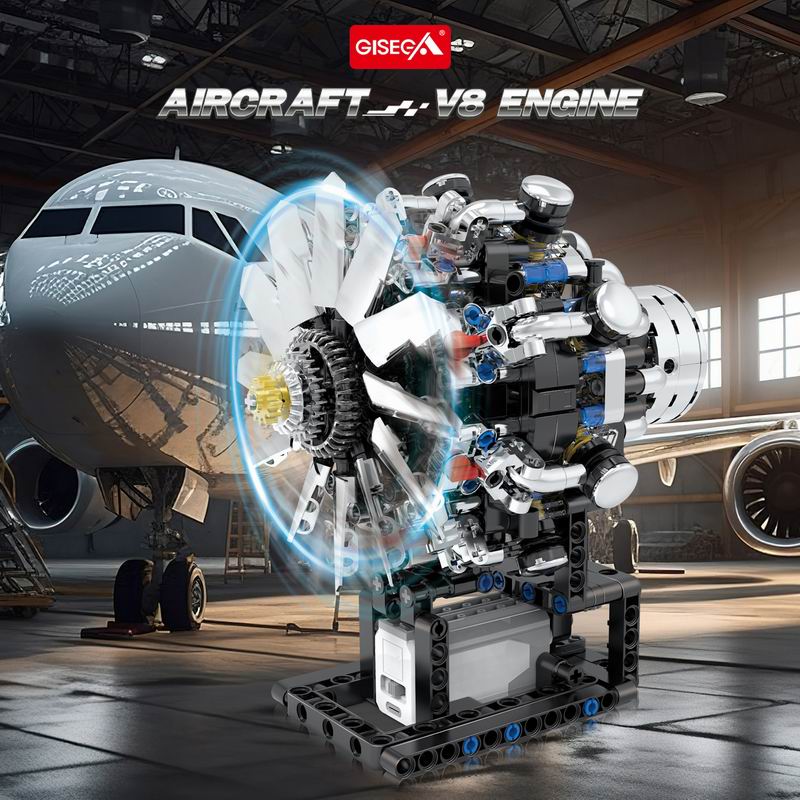 G8910 Aviation V8 Engine 558pc - Model Kit V8 Engine ulasan dan harga