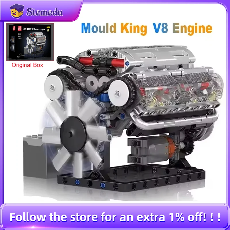 Mould King V8 Engine Building  - Model Kit V8 Engine ulasan dan harga