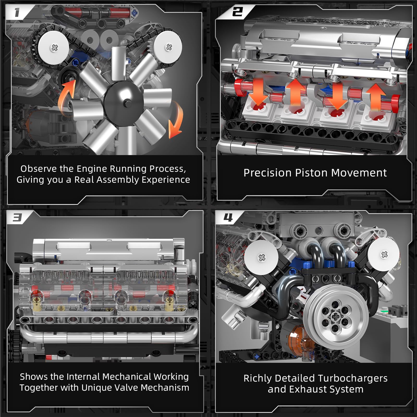Mould King 10088 V8 Engine Bui - Model Kit V8 Engine ulasan dan harga