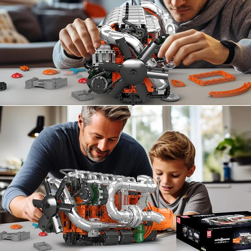 Mould King 10200 V8 Twin-Turbo - Model Kit V8 Engine ulasan dan harga