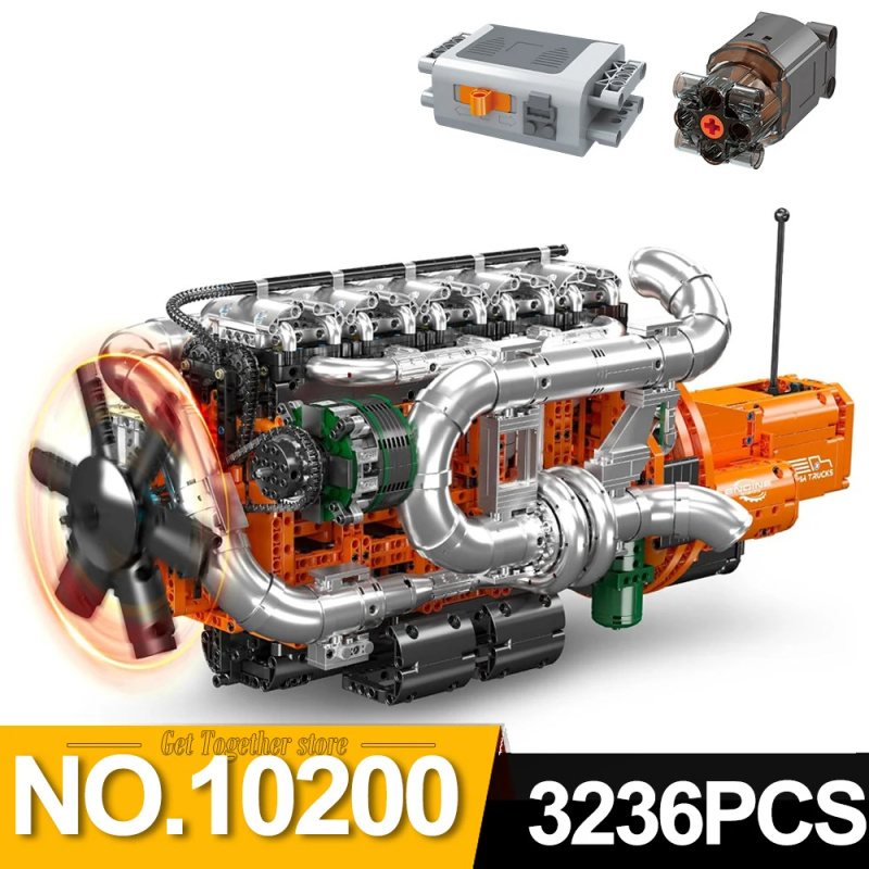 Mould King 10200 V8 Twin-Turbo - Model Kit V8 Engine ulasan dan harga
