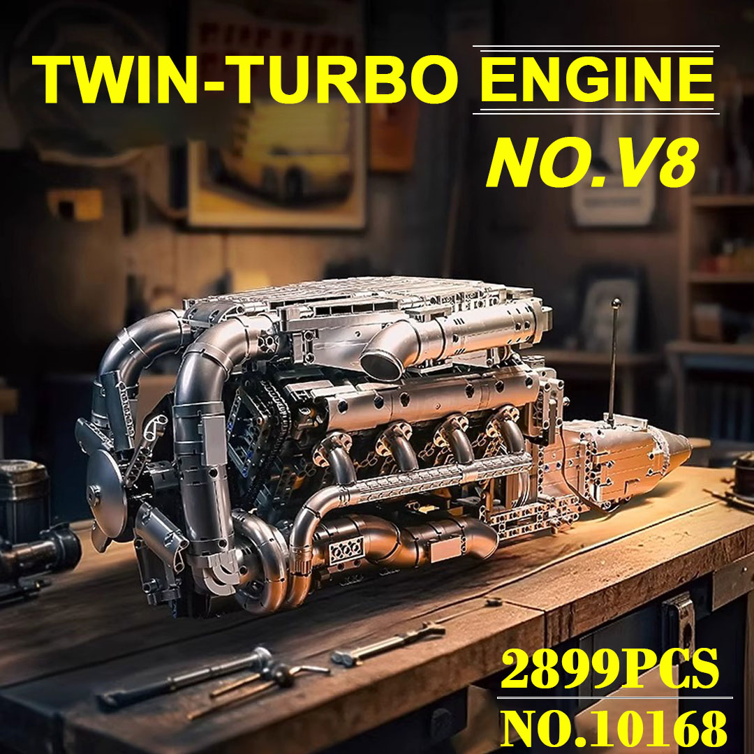 Mould King 10168 V8 Twin Turbo - Model Kit V8 Engine ulasan dan harga