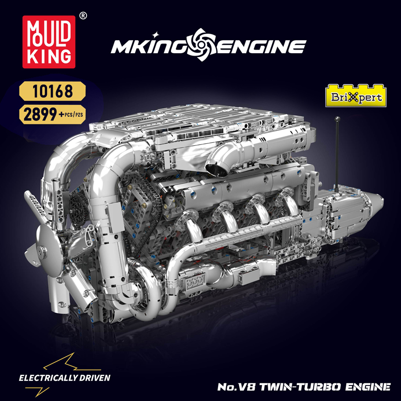 Mould King 10168 V8 Twin Turbo - Model Kit V8 Engine ulasan dan harga