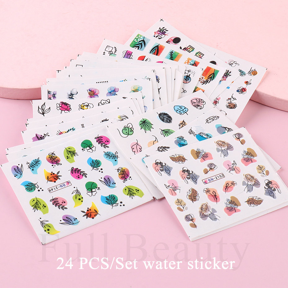 24pcs / Set Spring Summer nail - Waterslide Decal Paper ulasan dan harga